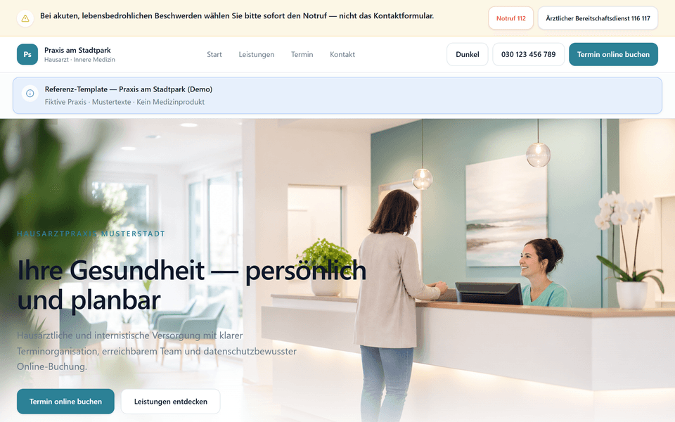 Praxis am Stadtpark — Startseite (Templates Business Core)